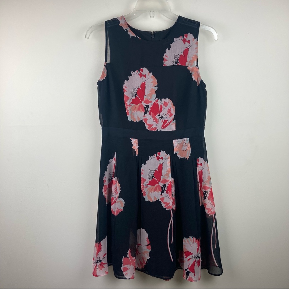 Ann Taylor floral dress fit & flare sleeveless garden party size 6P